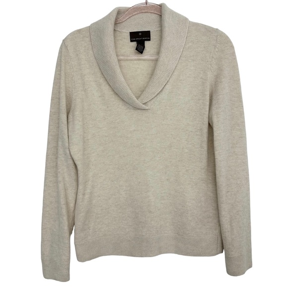 Anthro Thick Angora Lambswool Knit Sweater Pullover Shawl Collar - Picture 1 of 6